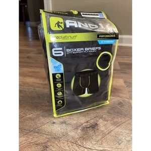 AND1 6 Pack Mens Boxer Briefs Underwear 2XL Pro Platinum 6" Inseam Black